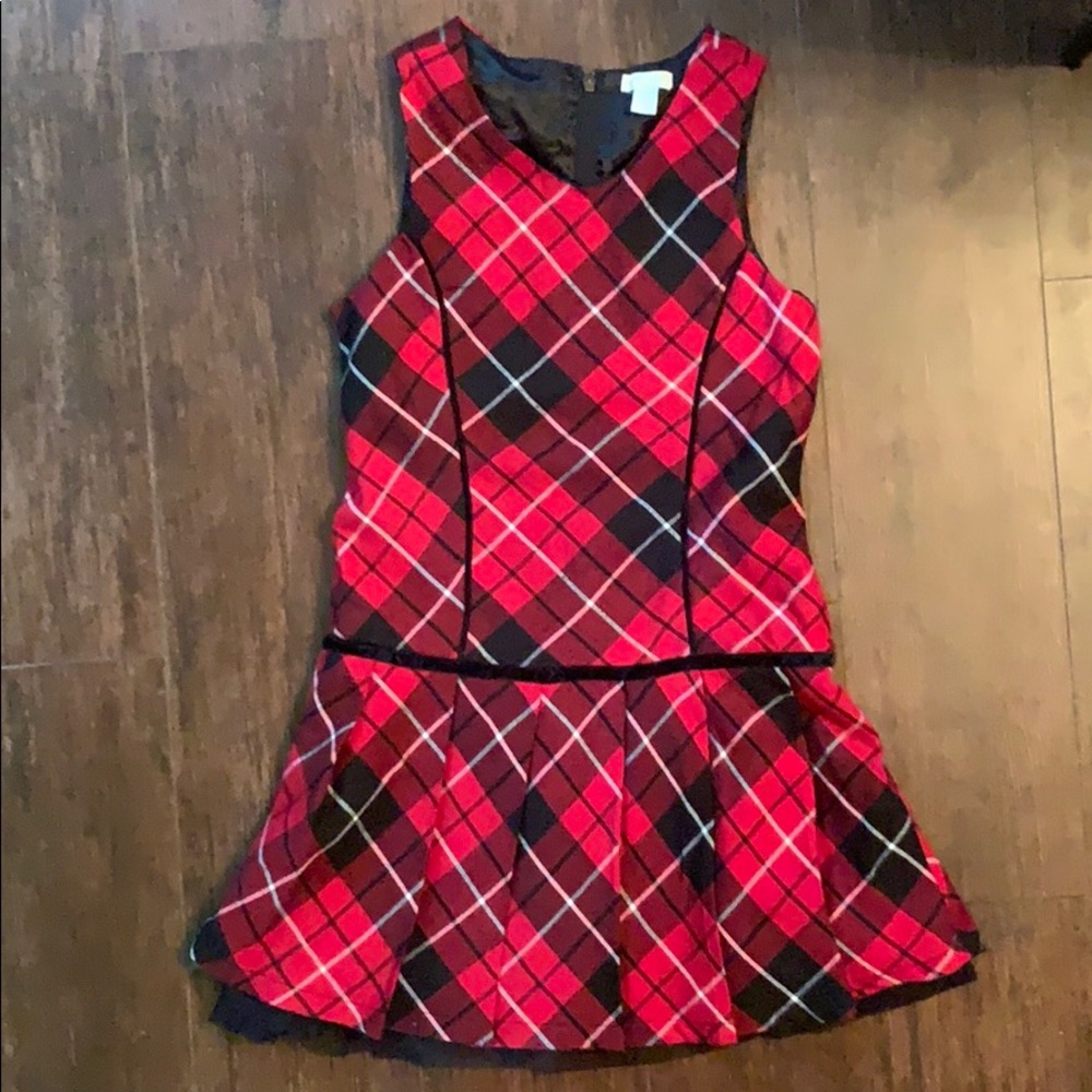 Red Plaid Holiday Jumper Dress
